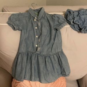Ralph Lauren Chambray Lightweight denim dress and bloomers. EUC. 12 months.